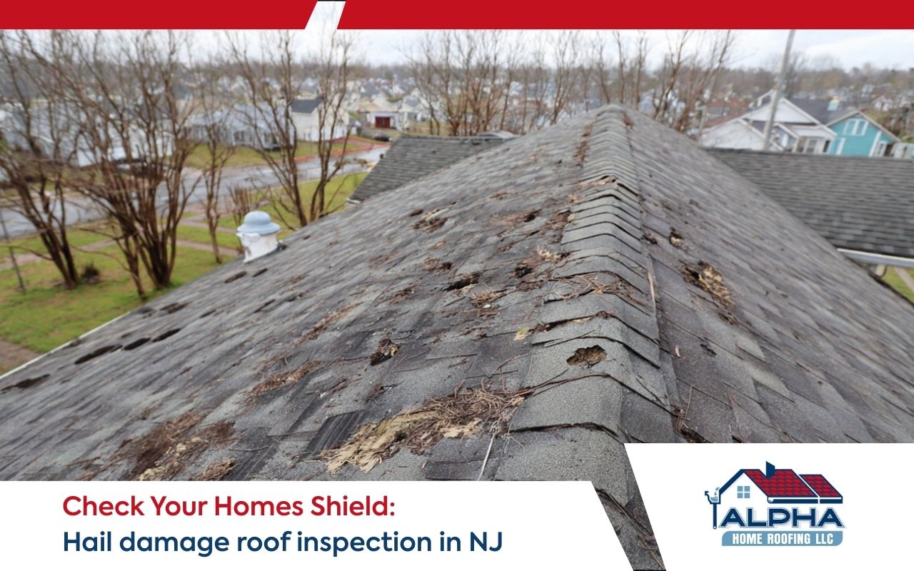 Hail damage roof inspection in NJ showing roof slopes with visible shingle impacts after a storm