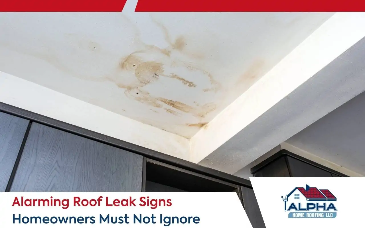 Water stains on ceilings as roof leak signs