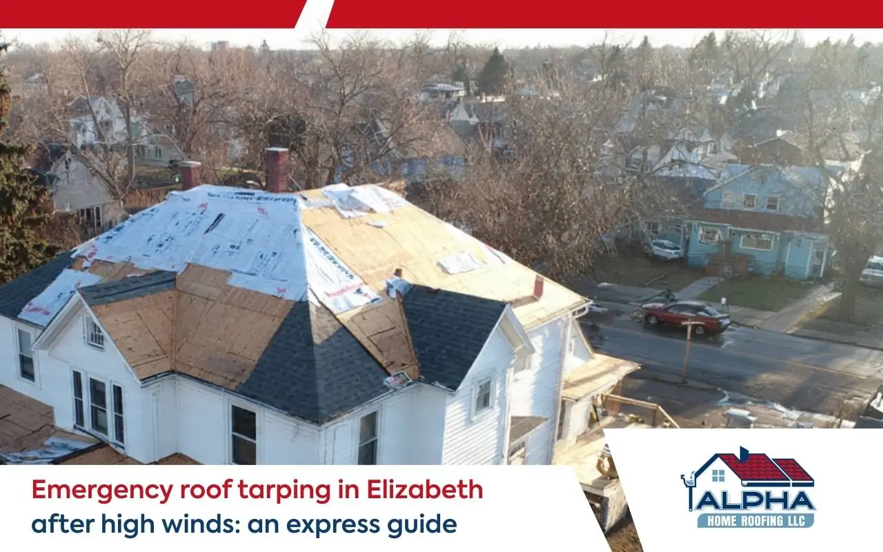 Homeowner inspecting storm damage before emergency roof tarping in Elizabeth.