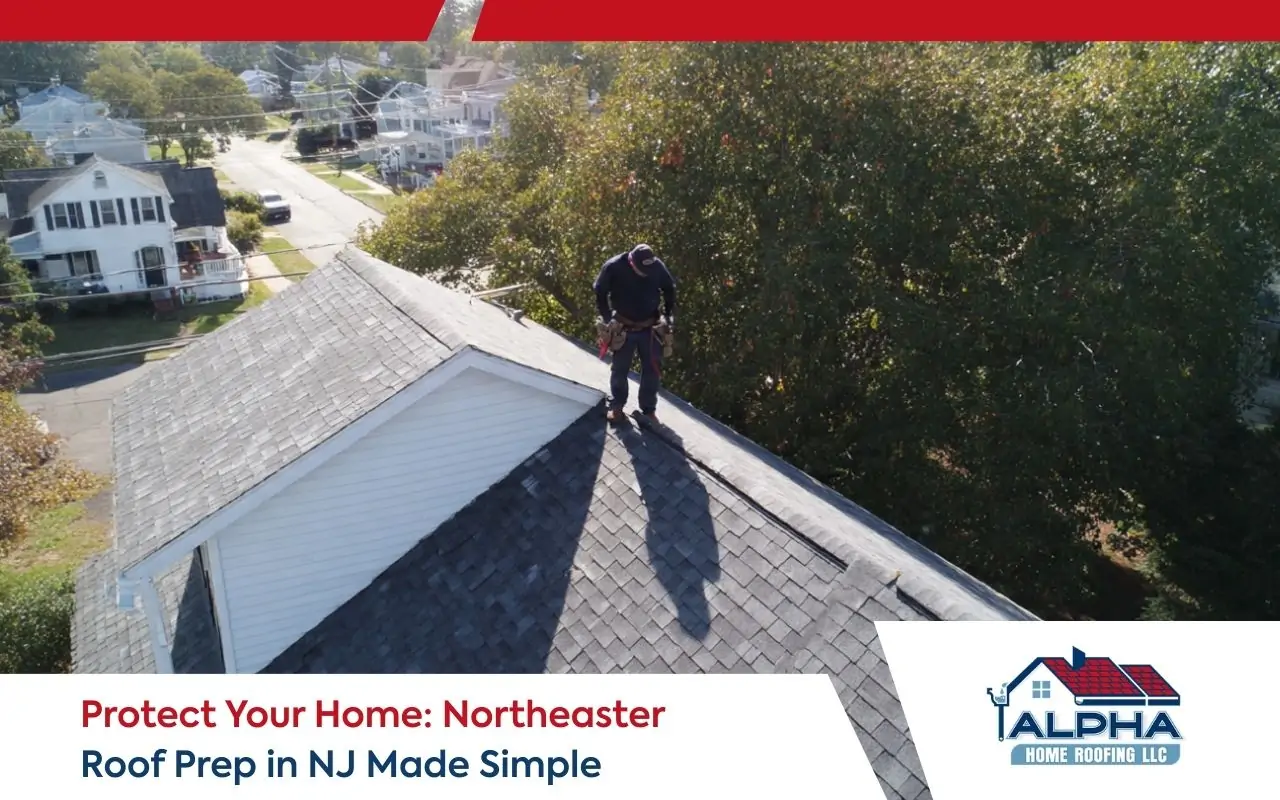 Homeowner doing a Northeaster roof prep in NJ roof check before a coastal storm