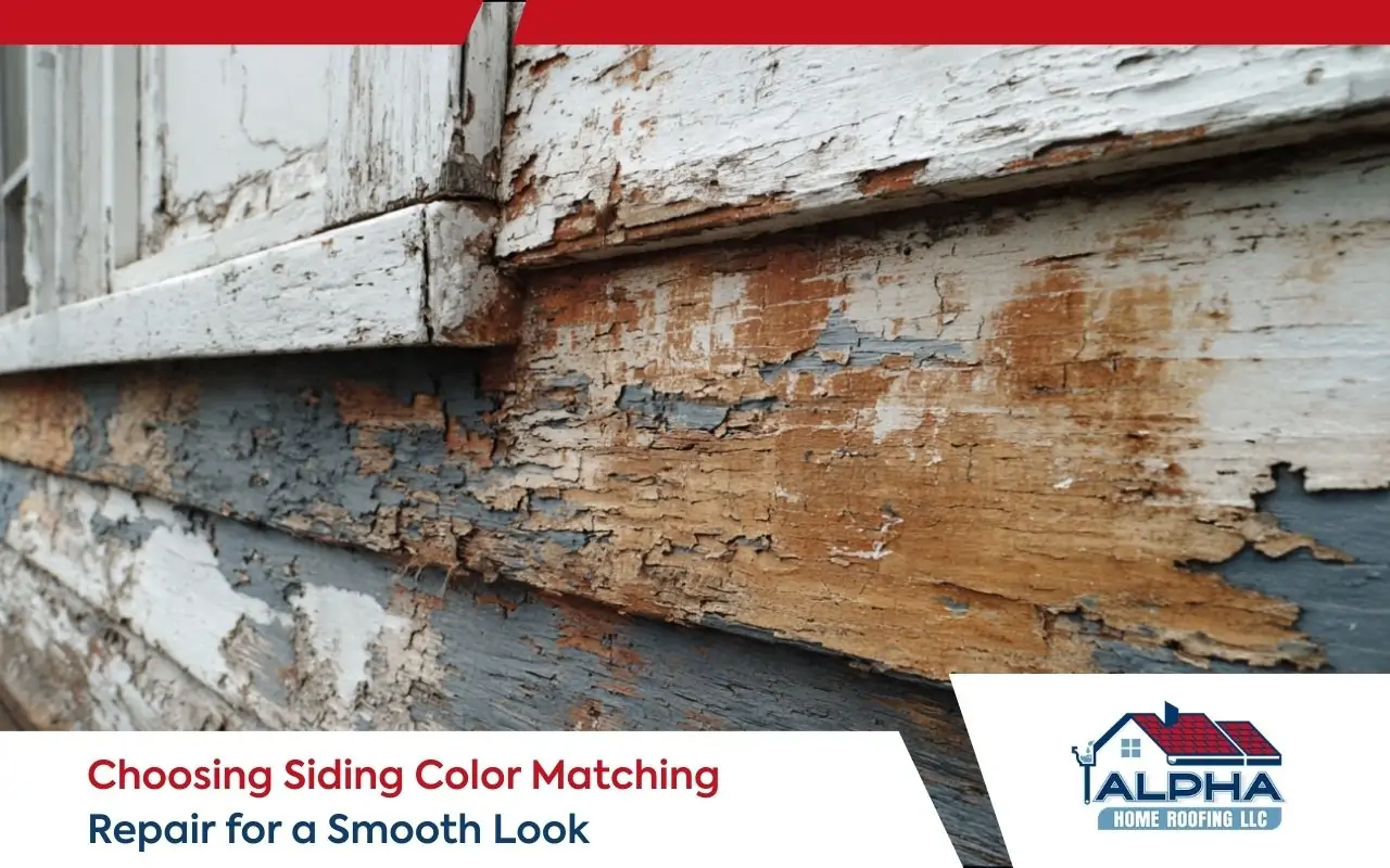 Sample test for siding color matching repair in natural daylight